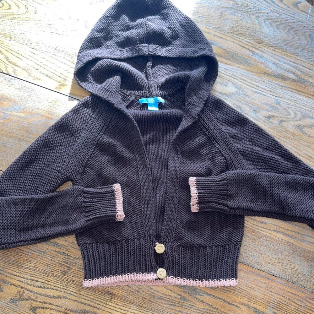 APHORISM dark brown hooded cropped cardigan sweater/M (runs small!